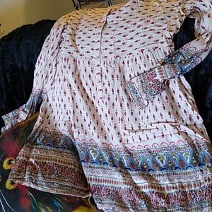 En Creme Plus Boho Cream Peasant Tunic Dress SZ 2X